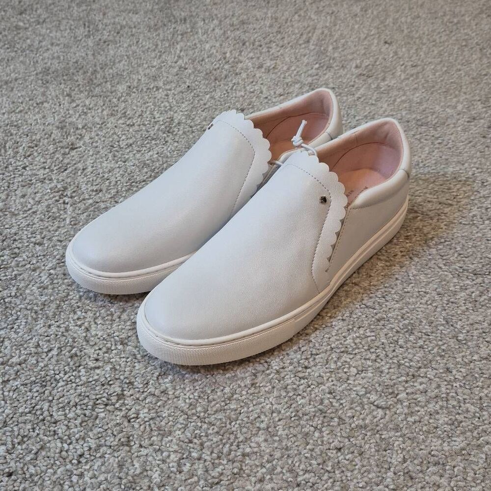 KATE SPADE Aleta Slip-On Leather Sneakers Size 8.5 White